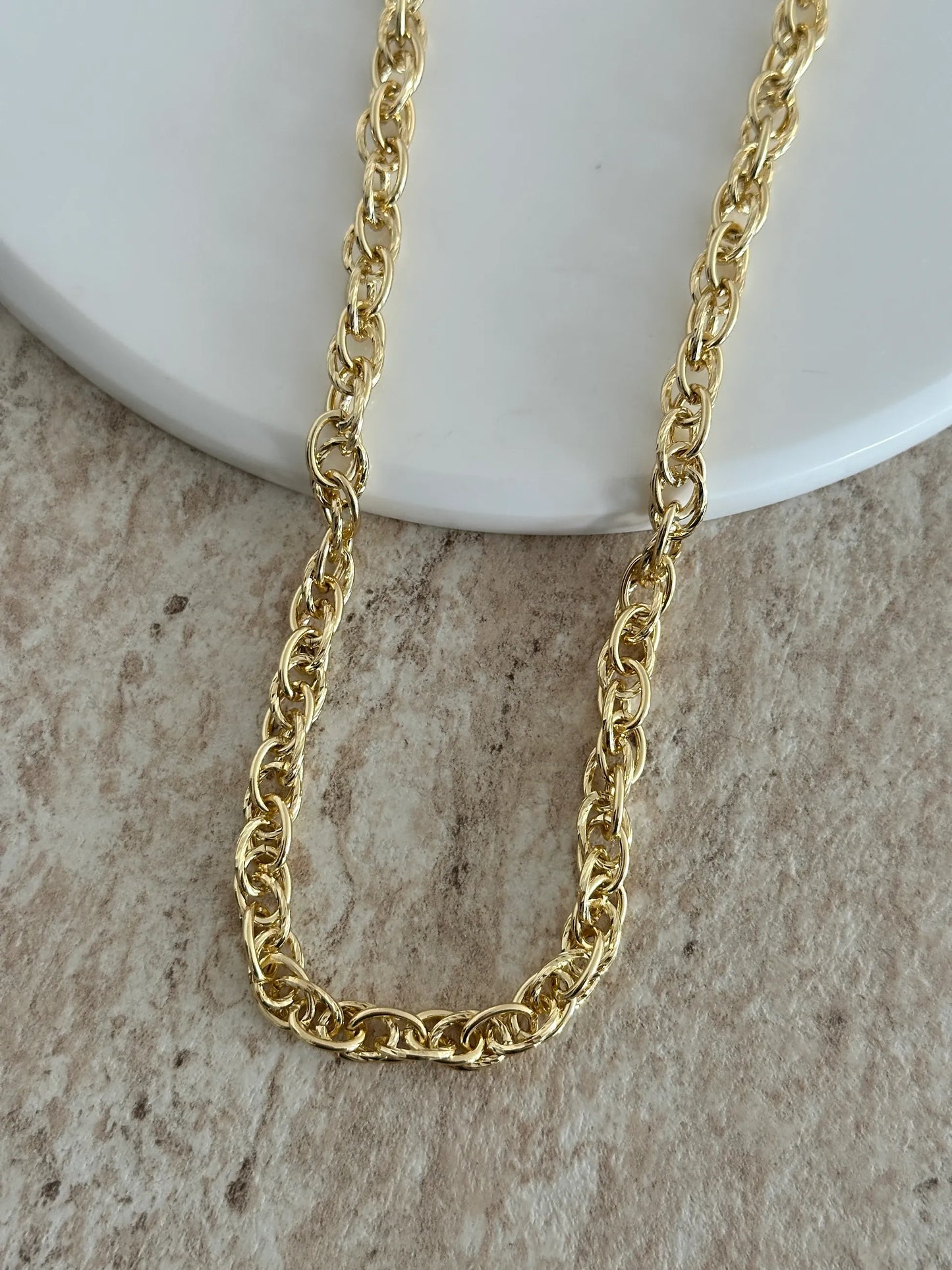 45cm 14K Altın Mini Halkalar Zincir Kadın Kolye
