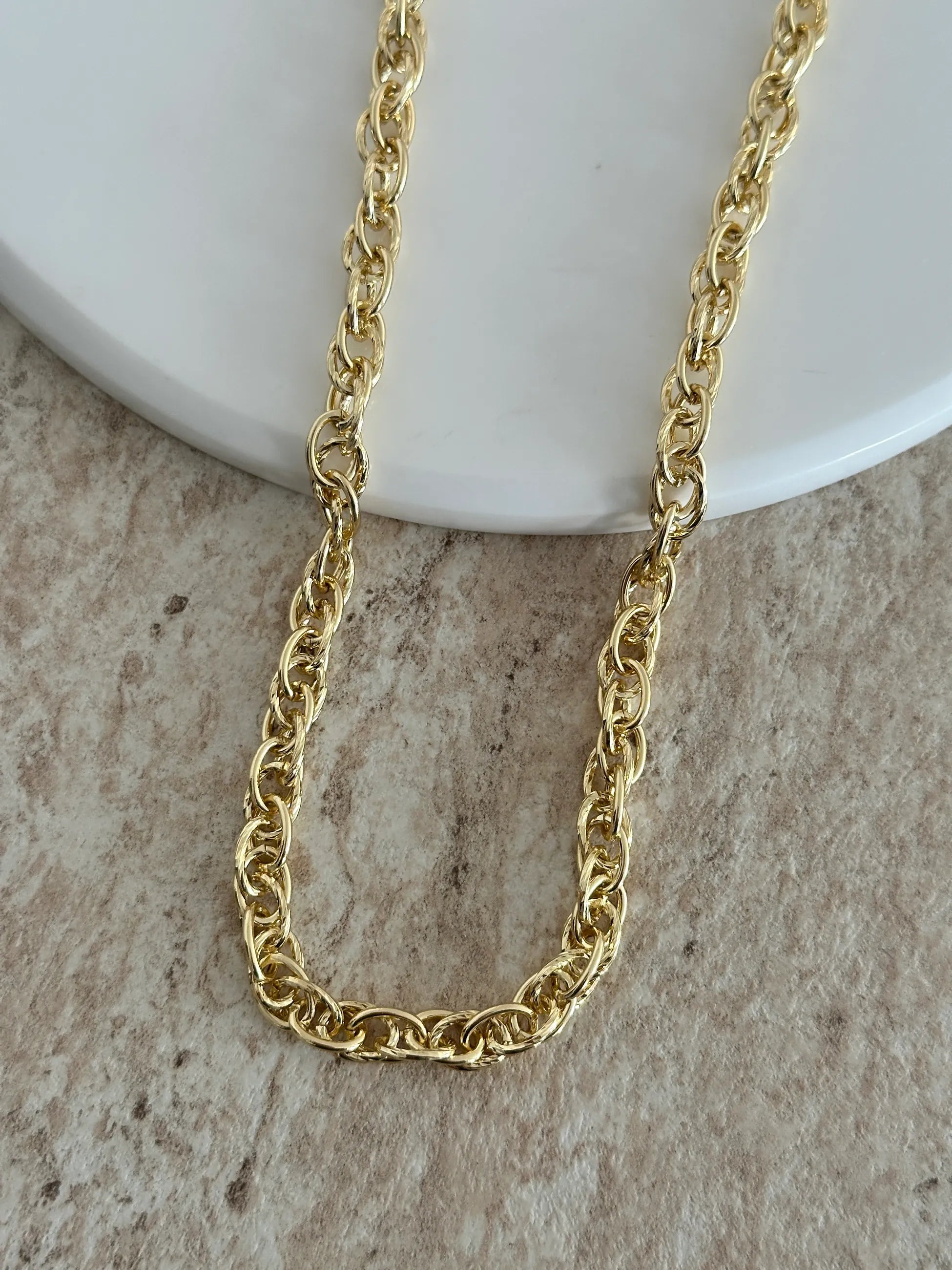 45cm 14K Altın Mini Halkalar Zincir Kadın Kolye