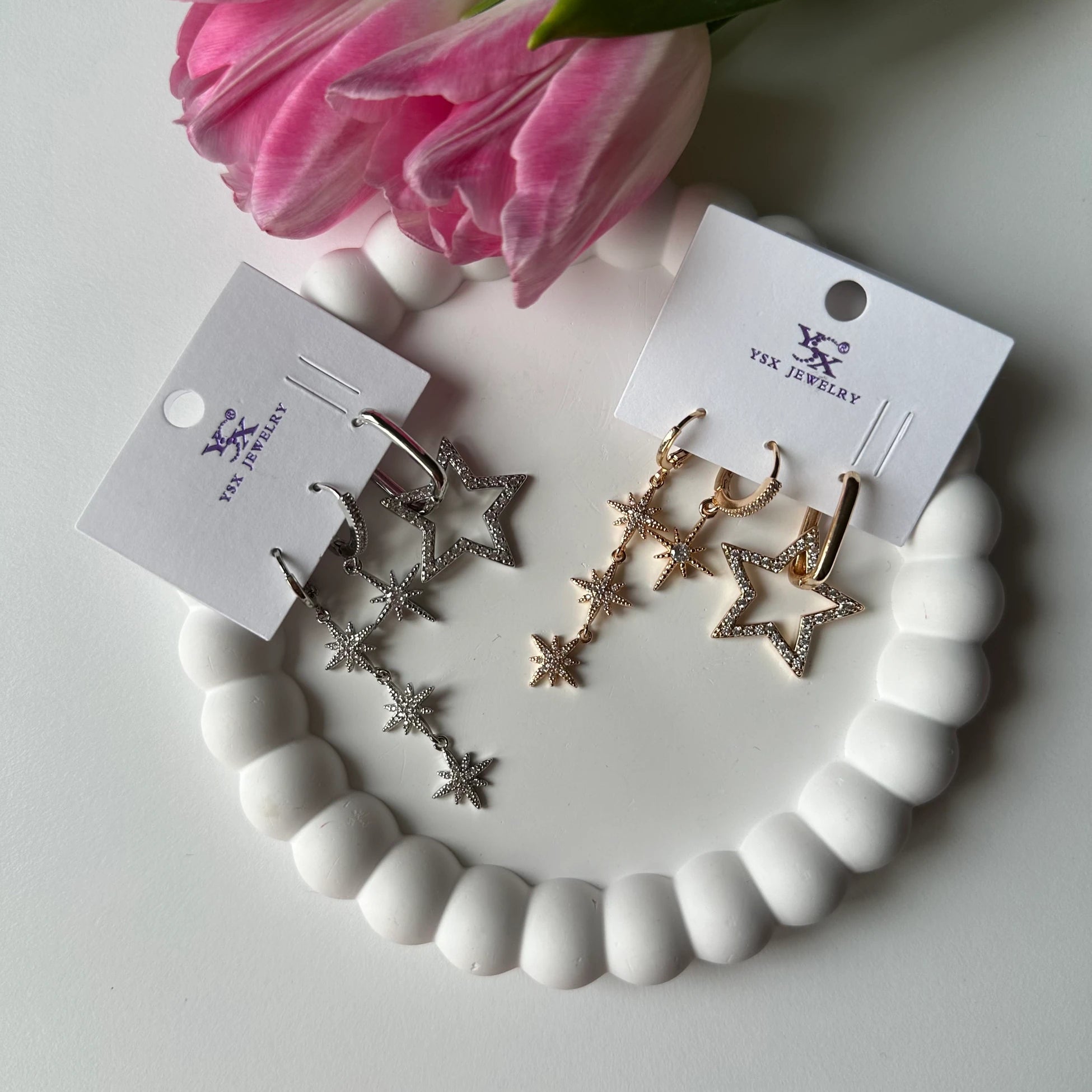 Sarkıntılı Kutup Yıldızı Set Küpe