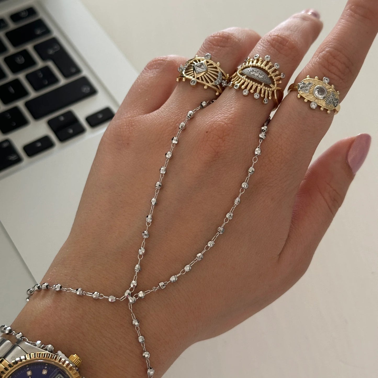 Göz Çift Renk Zirkon Yüzük