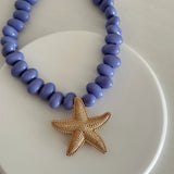 Deniz Yıldızı Renkli Boncuk Kadın Kolye