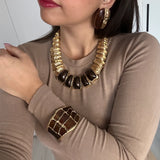 Kahve Metal Parçalı Kolye