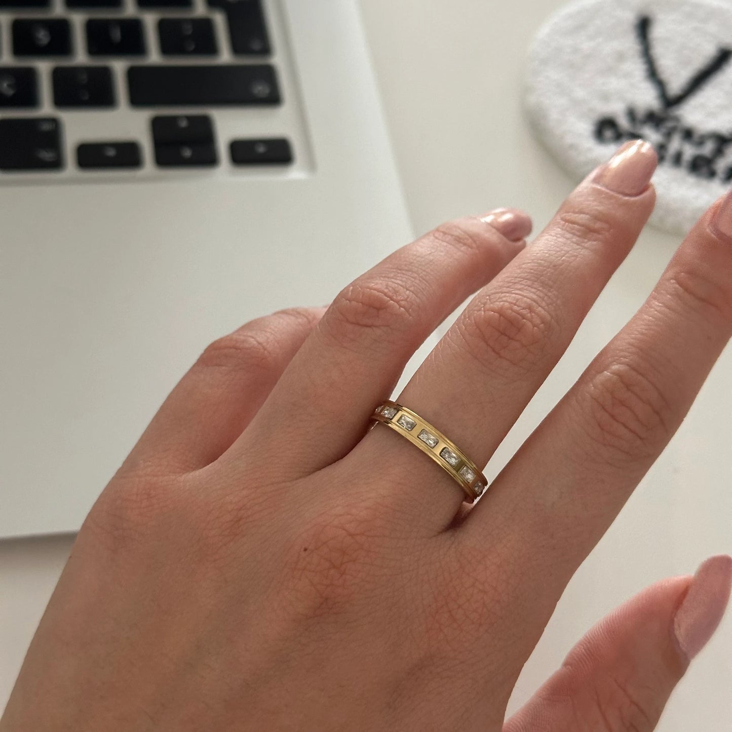 Baget Taş Alyans Çelik Yüzük