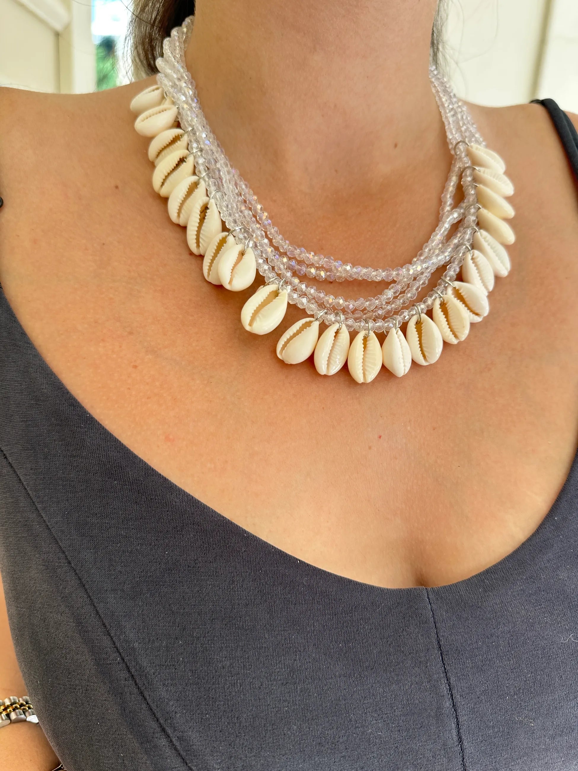 ZR Deniz Kabuk Kristal Kadın Kolye