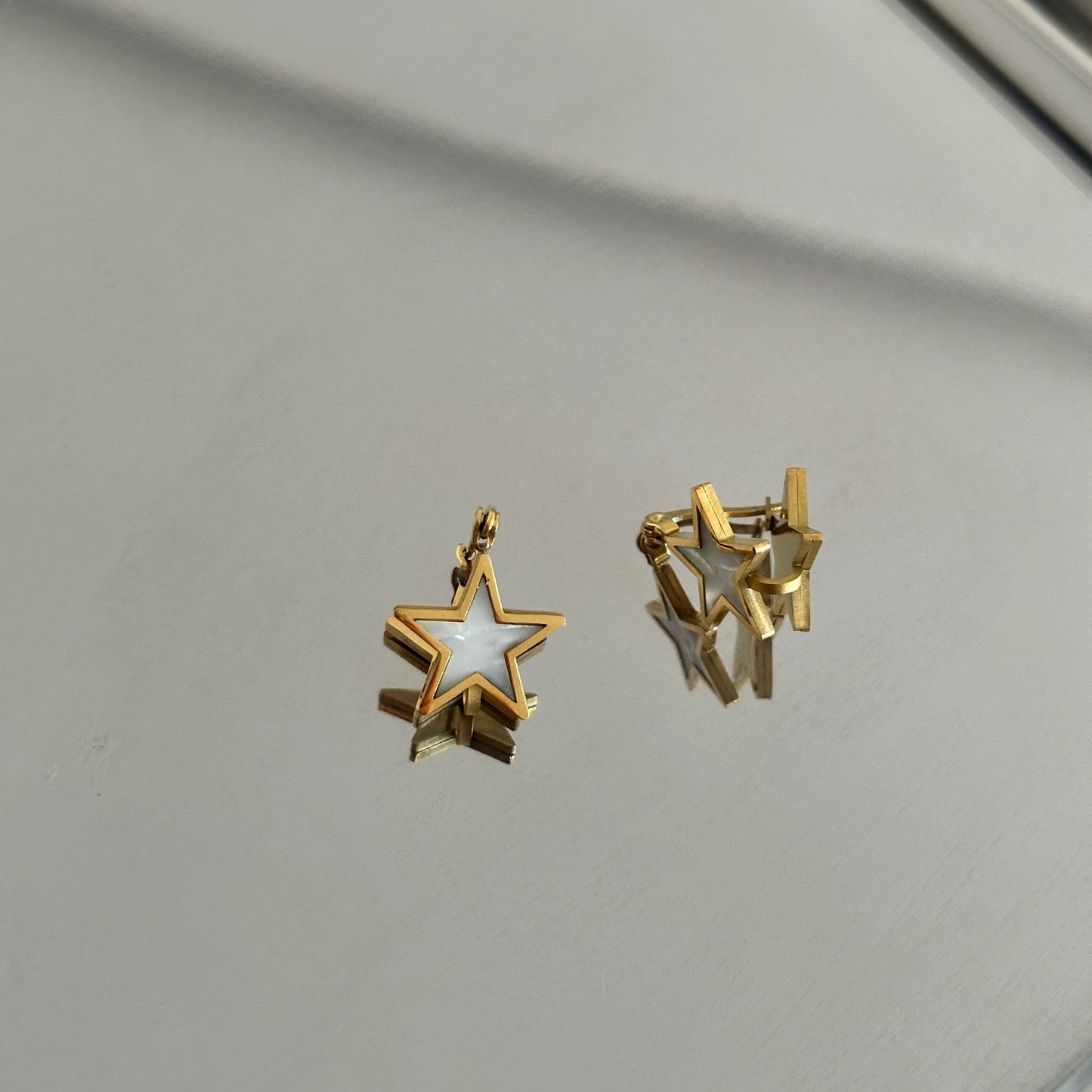 Sedefli Yıldız Çelik Kadın Küpe