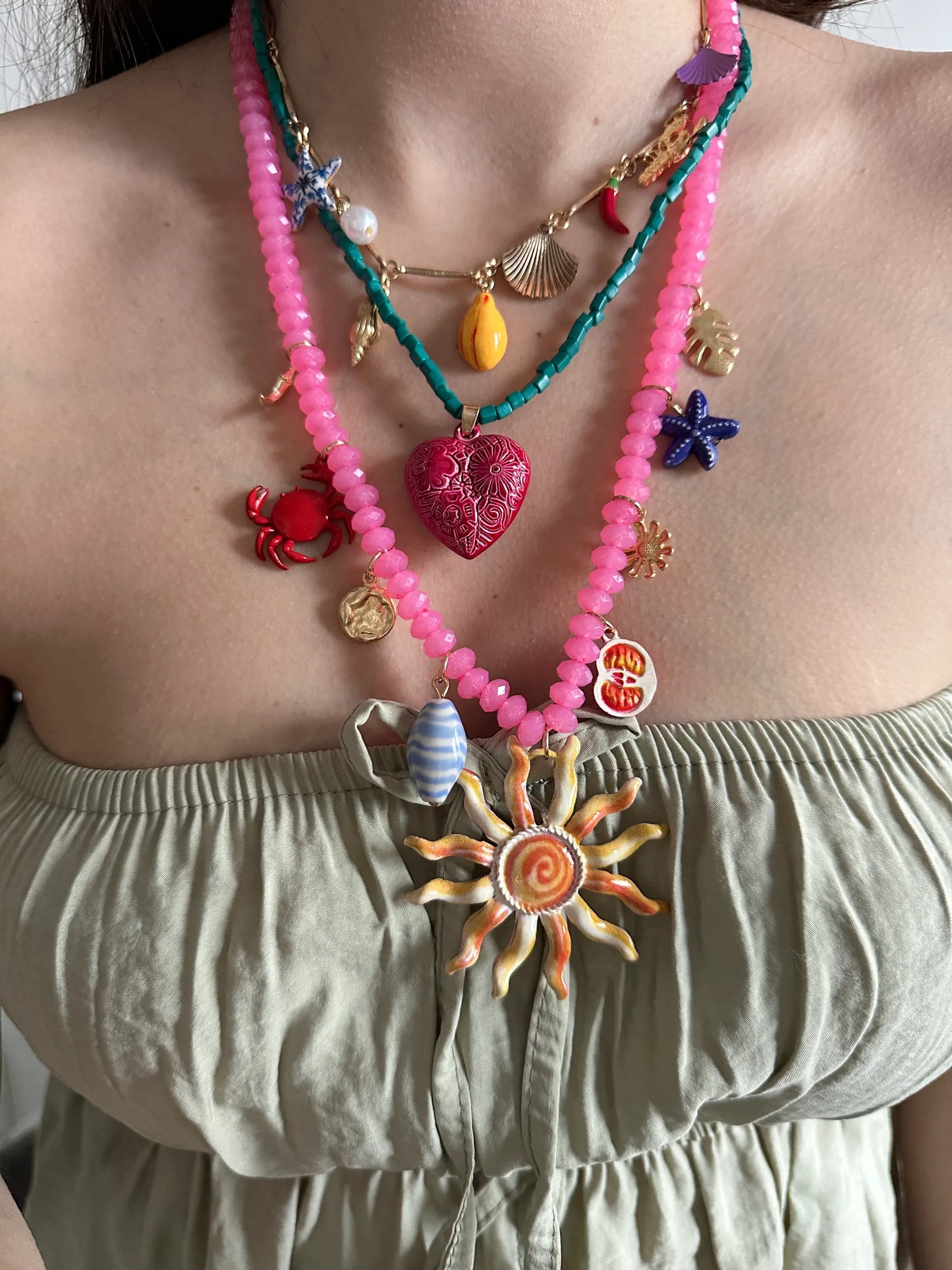 Güneş Üçlü Kadın Kolye