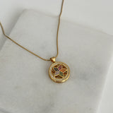 Renkli Zirkon Taş Yıldız Kadın Çelik Kolye