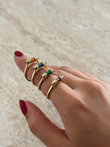 Renkli Taş Minimal Kadın Yüzük