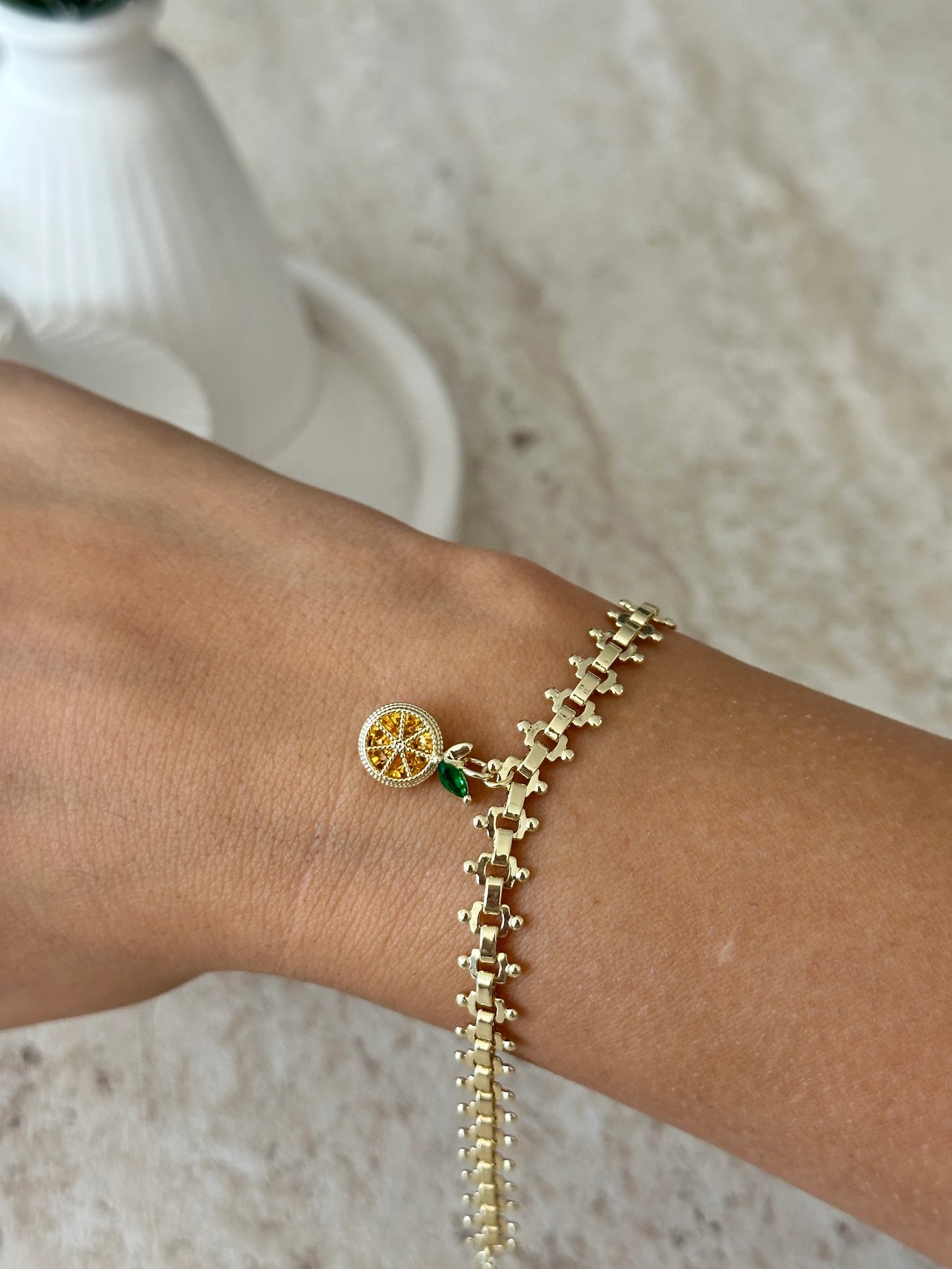 Portakal 14K Altın Kaplama Kadın Bileklik