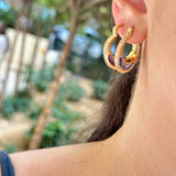 Renkli Saydam Taş Tasarım Kadın Küpe