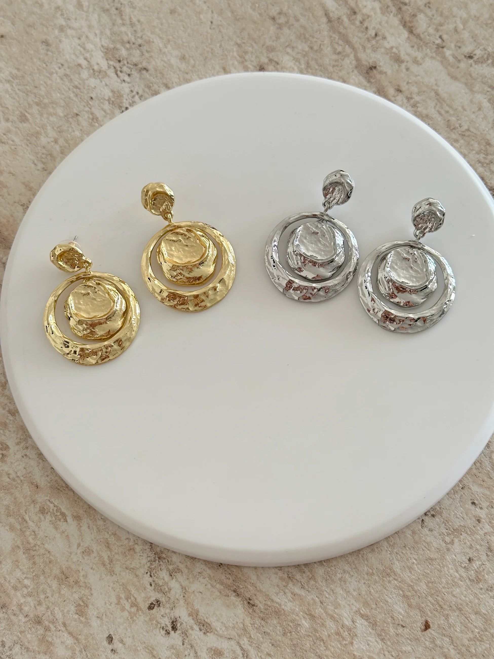 Gold / Gümüş Parçalı Halka Kadın Küpe