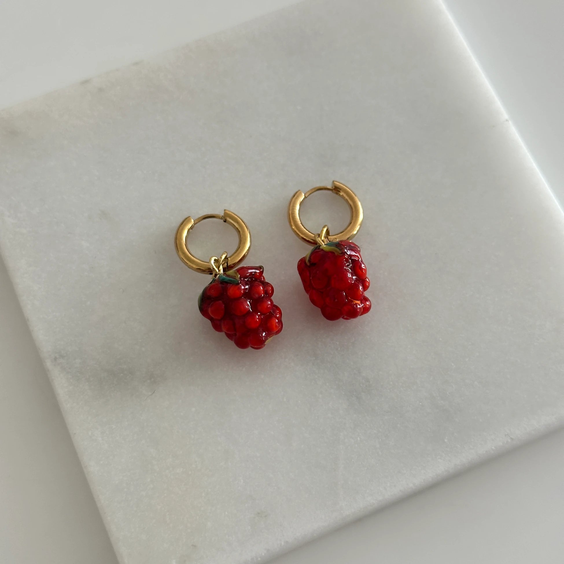 Frambuaz Murano Cam Boncuk Kadın Küpe