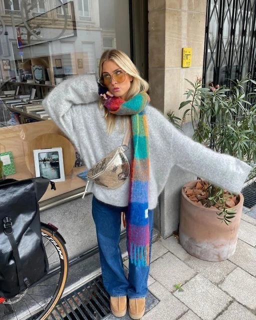 Renkli Pinterest Kadın Şal Atkı