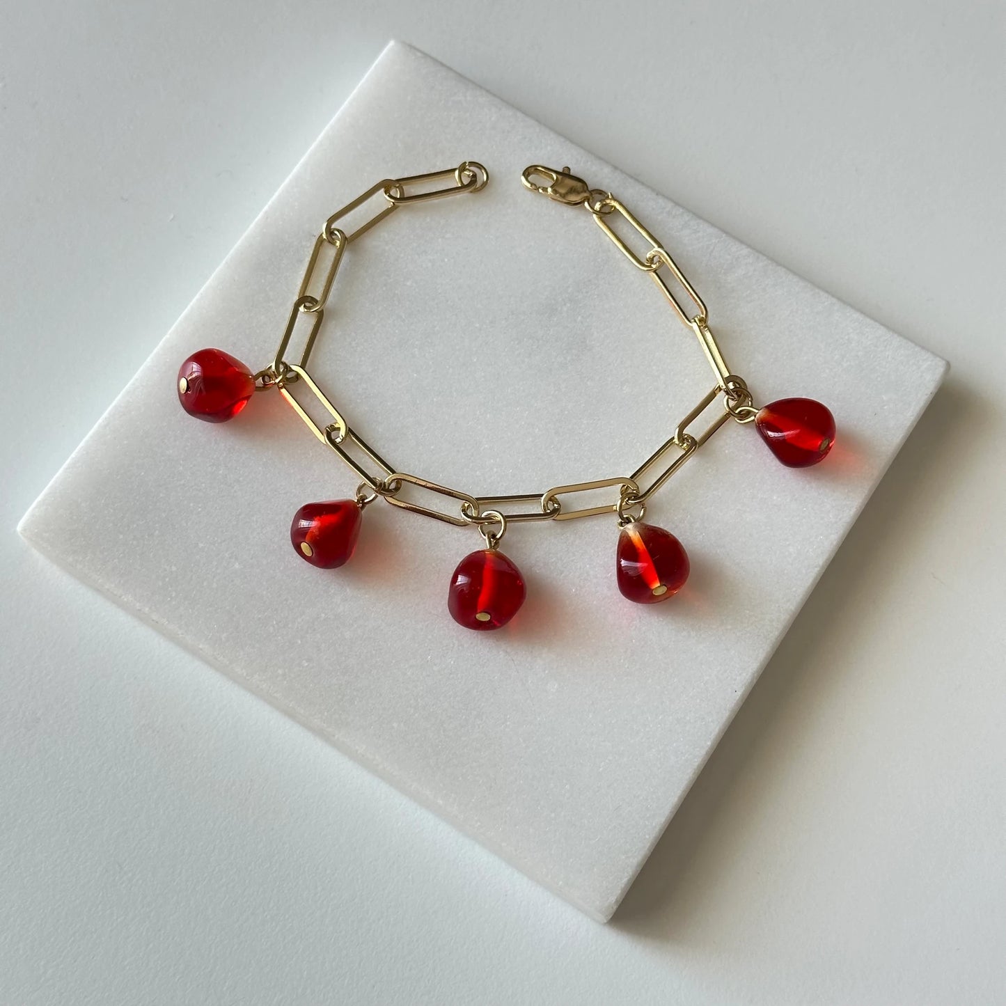 Nar Murano Cam 14k Altın Bileklik