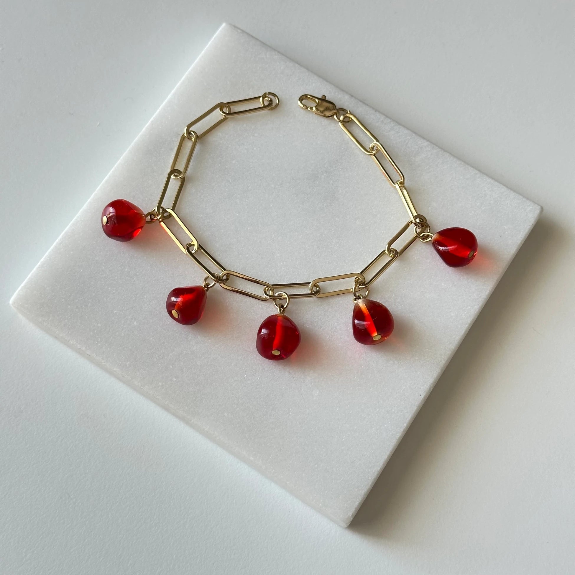 Nar Murano Cam 14k Altın Bileklik