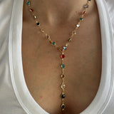 Renkli Yuvarlak Taş Y Dekolte Kolye