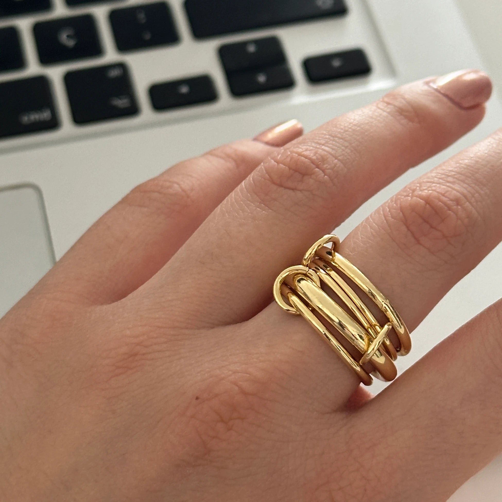 5'Li Gold Spinelli Kadın Yüzük