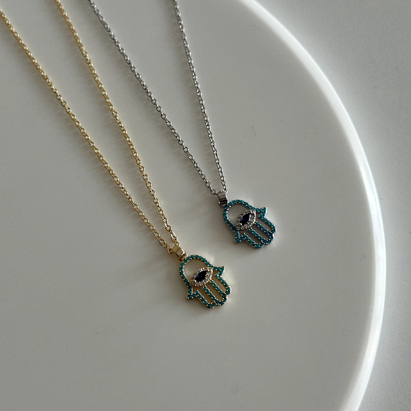 Fatma Ana Eli Nazar 14K Altın Kaplama Kolye