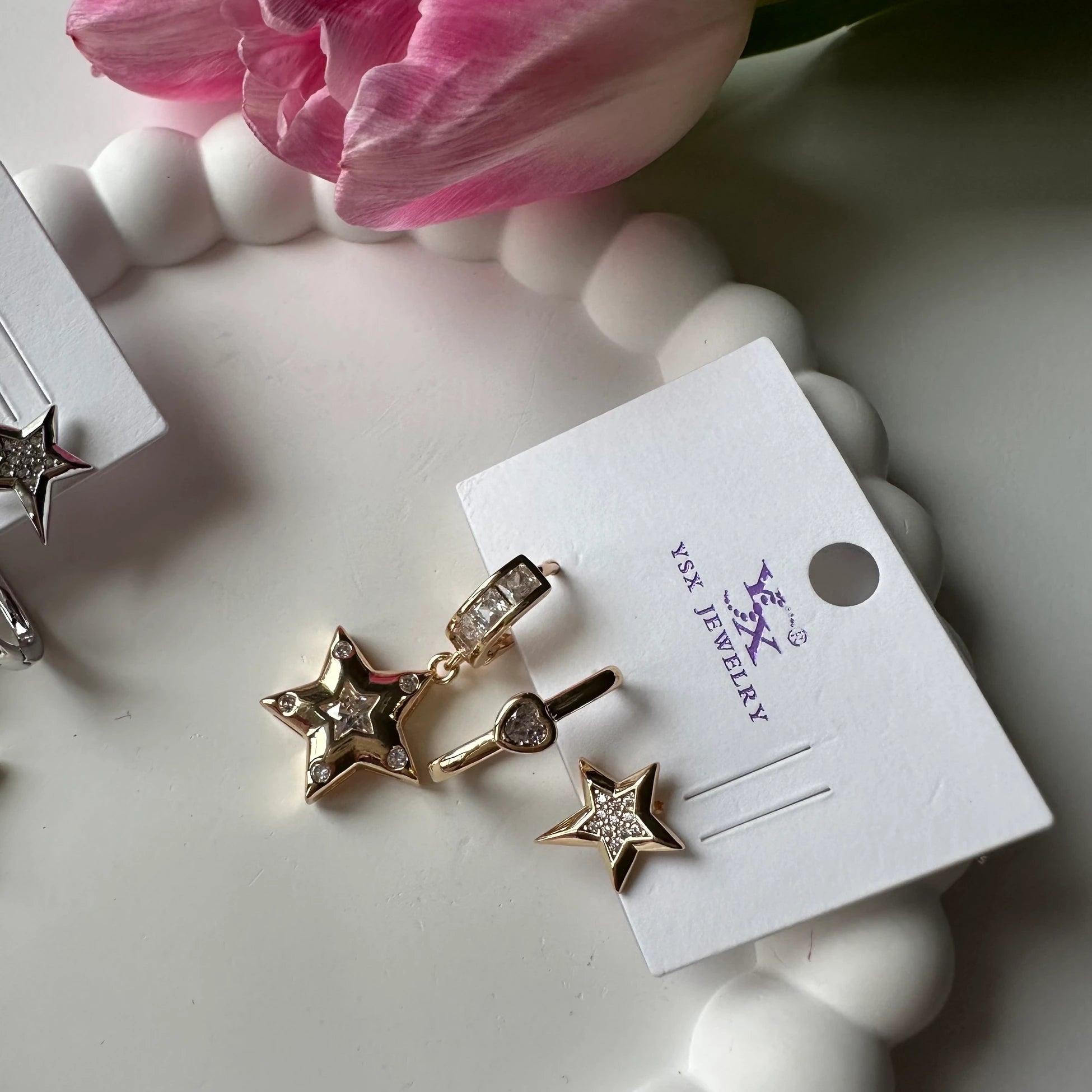 Baget Taş Yıldız Set Küpe