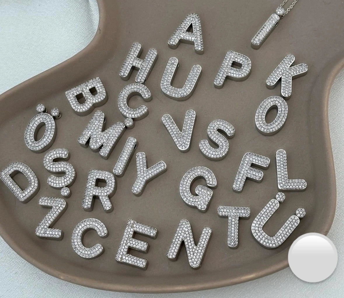 Zirkon Taş Harf Kadın Kolye (silver)