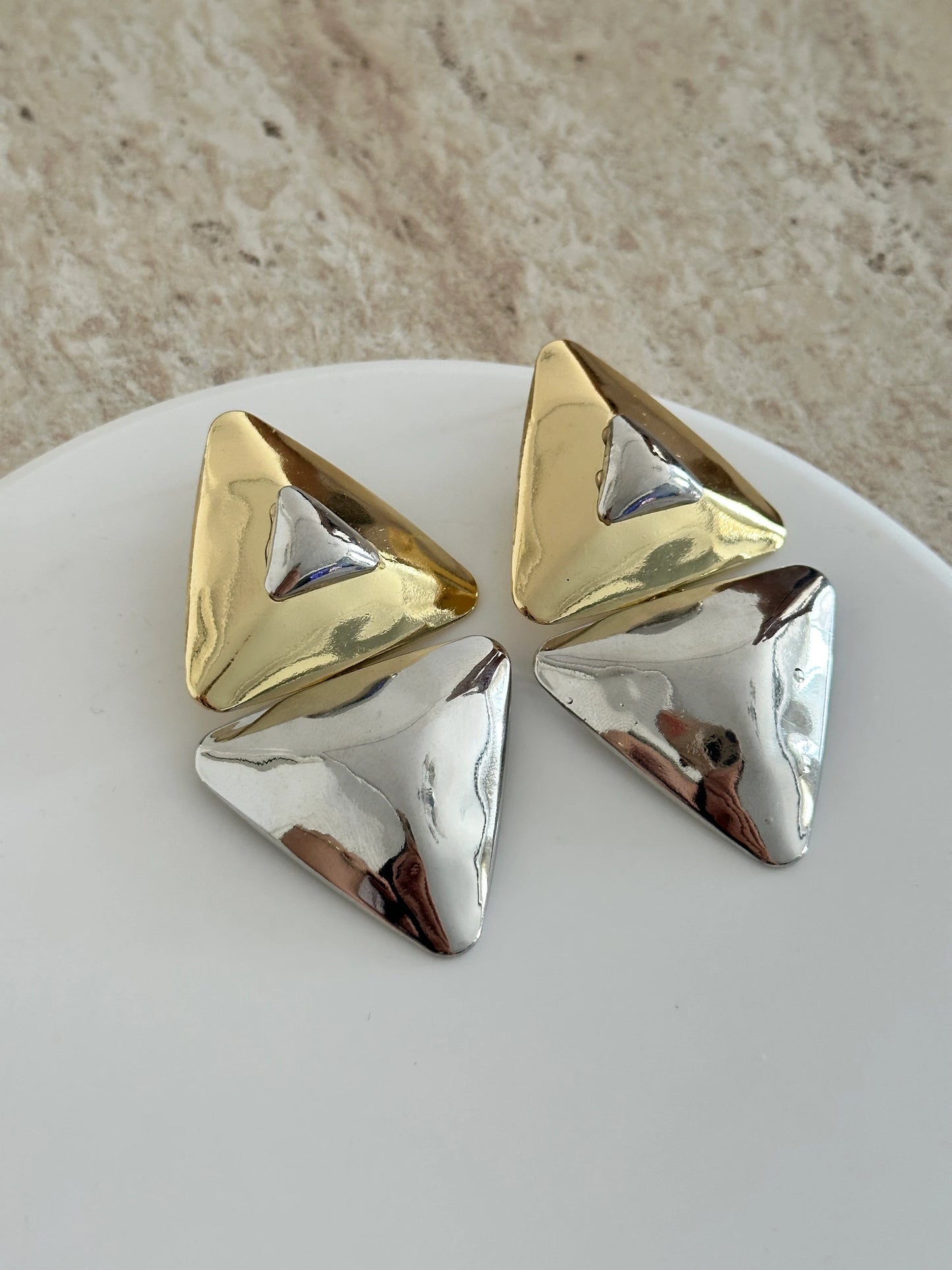 Gold & Gümüş Piramit Küpe