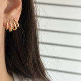 Üçlü Görünüm Altın Kaplama Kadın Küpe