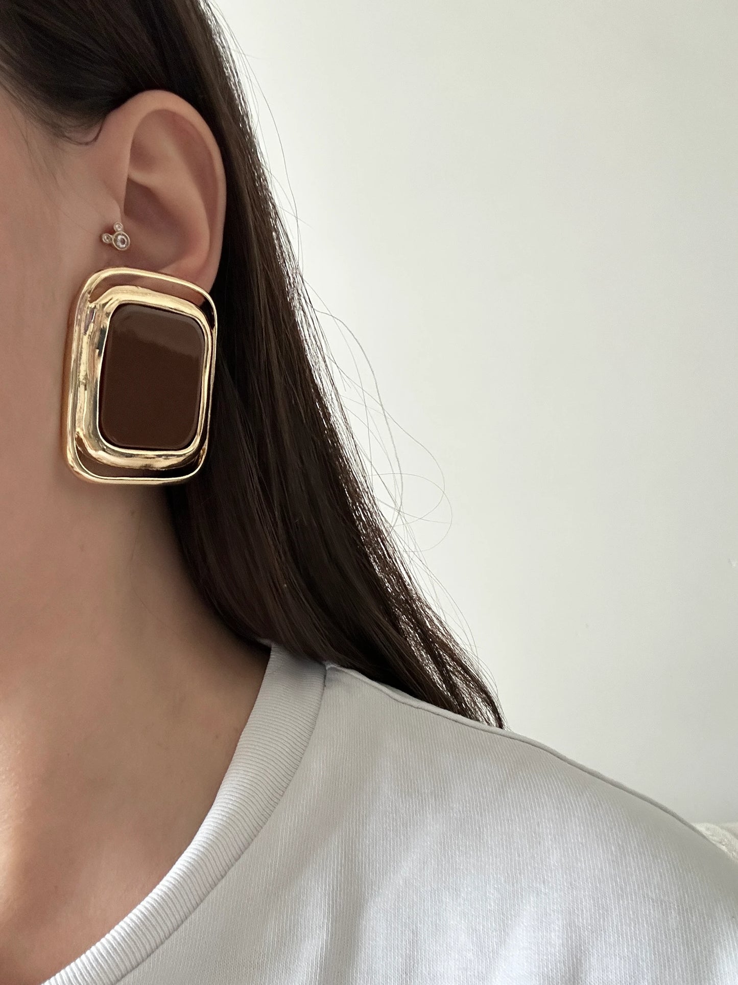 Büyük Kare Gold Küpe