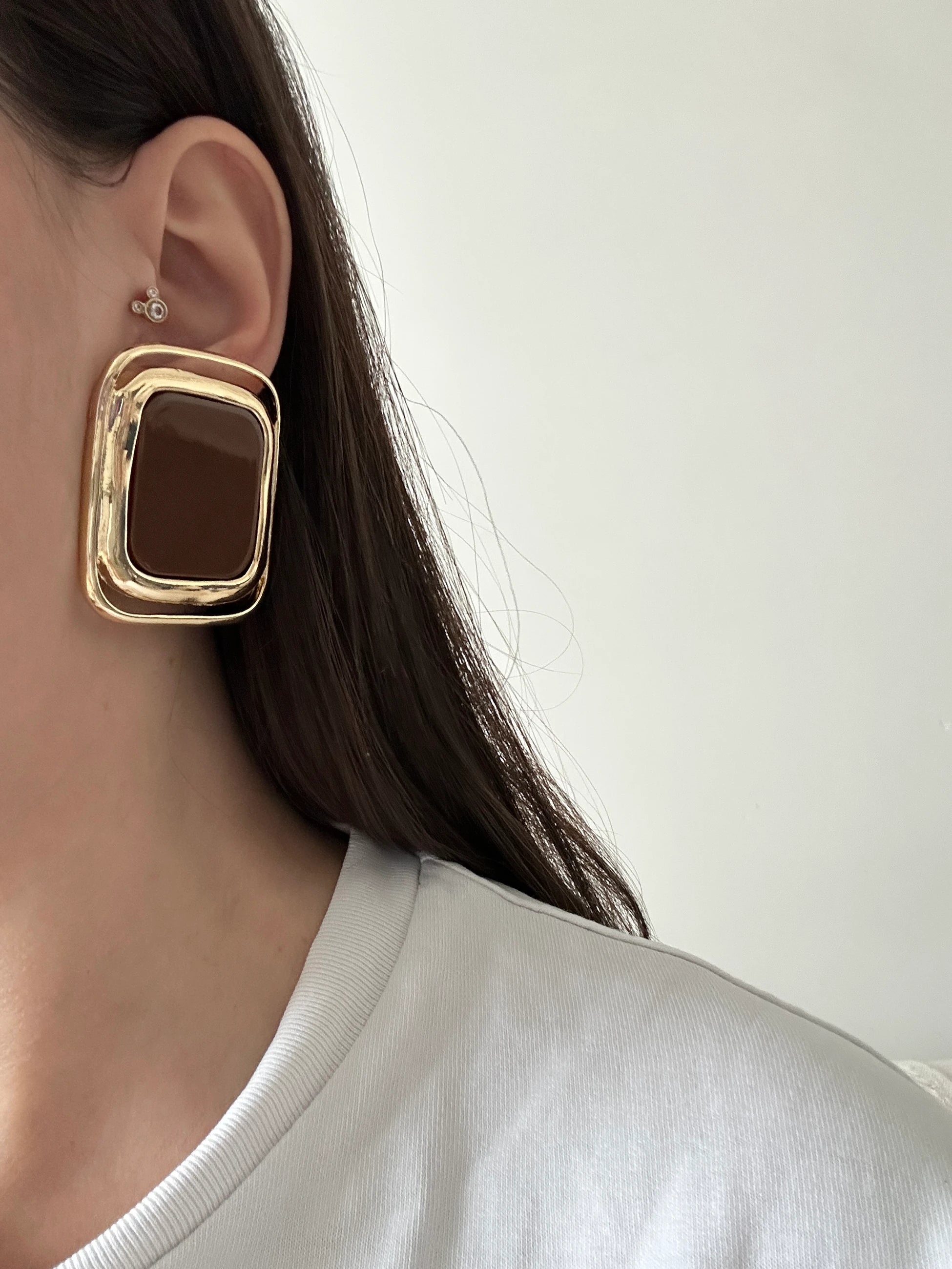 Büyük Kare Gold Küpe