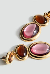 Pembe & Kahve Taş Kadın Küpe