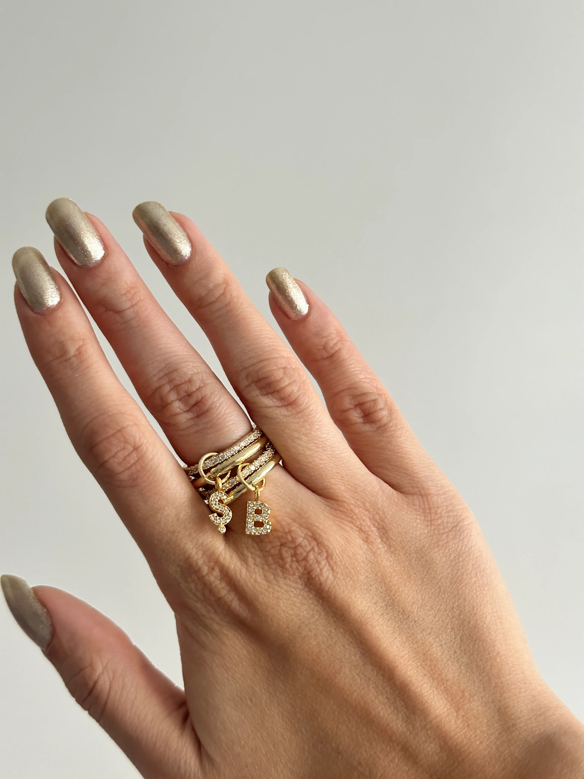 'Sen ve O' Baş Harfleriniz Spinelli 4'Lü Gold Kadın Yüzük