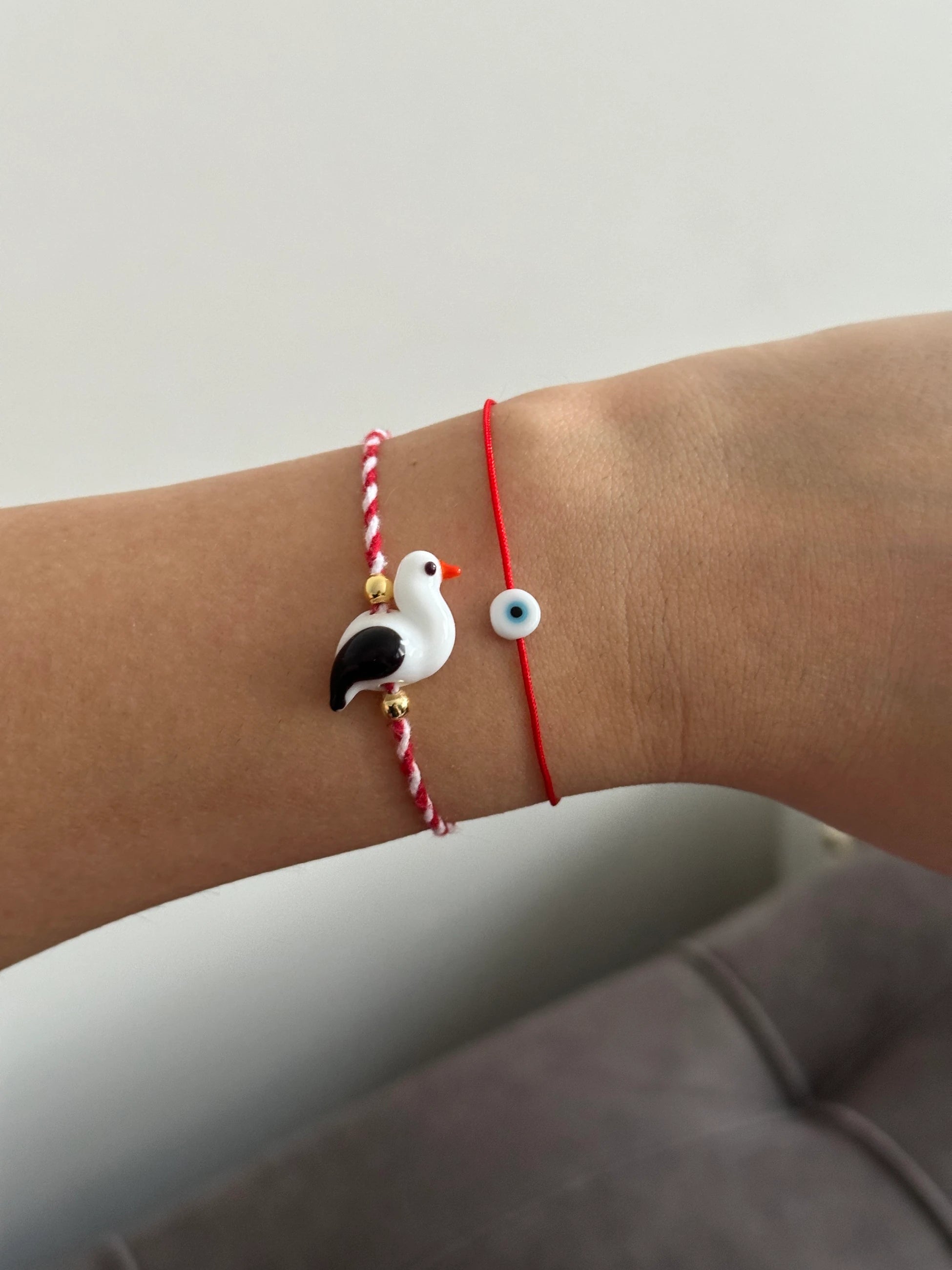 Leylek Murano Cam Boncuk Marteniçka Bileklik