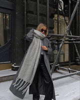 Açık Gri Pinterest Kadın Şal Atkı