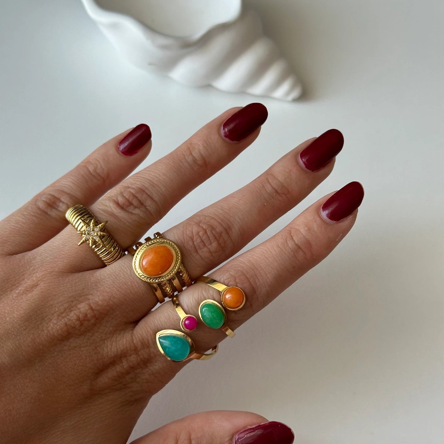 Turuncu Taş Çelik Yüzük