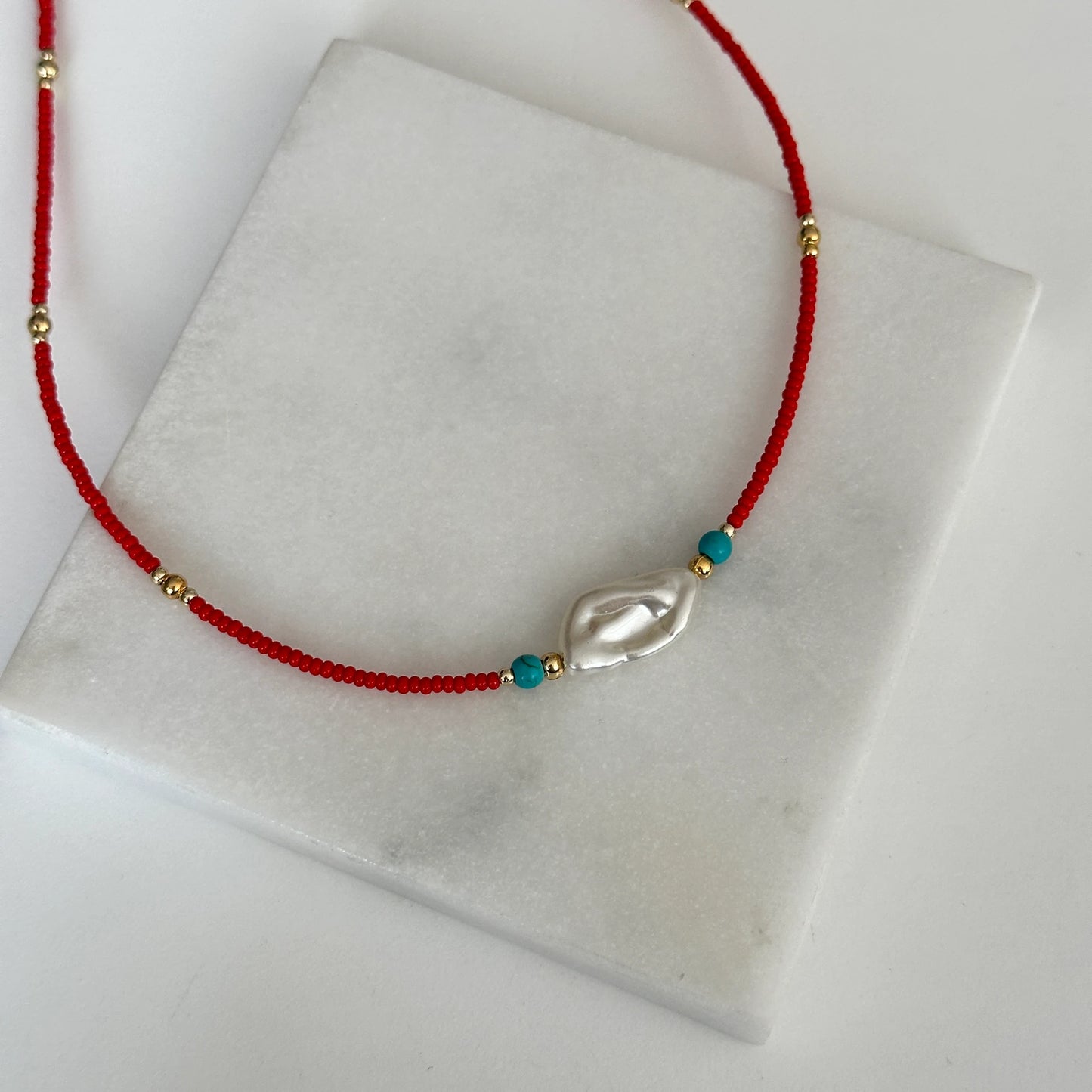 İnci Boncuk Minimal Taş Kadın Kolye