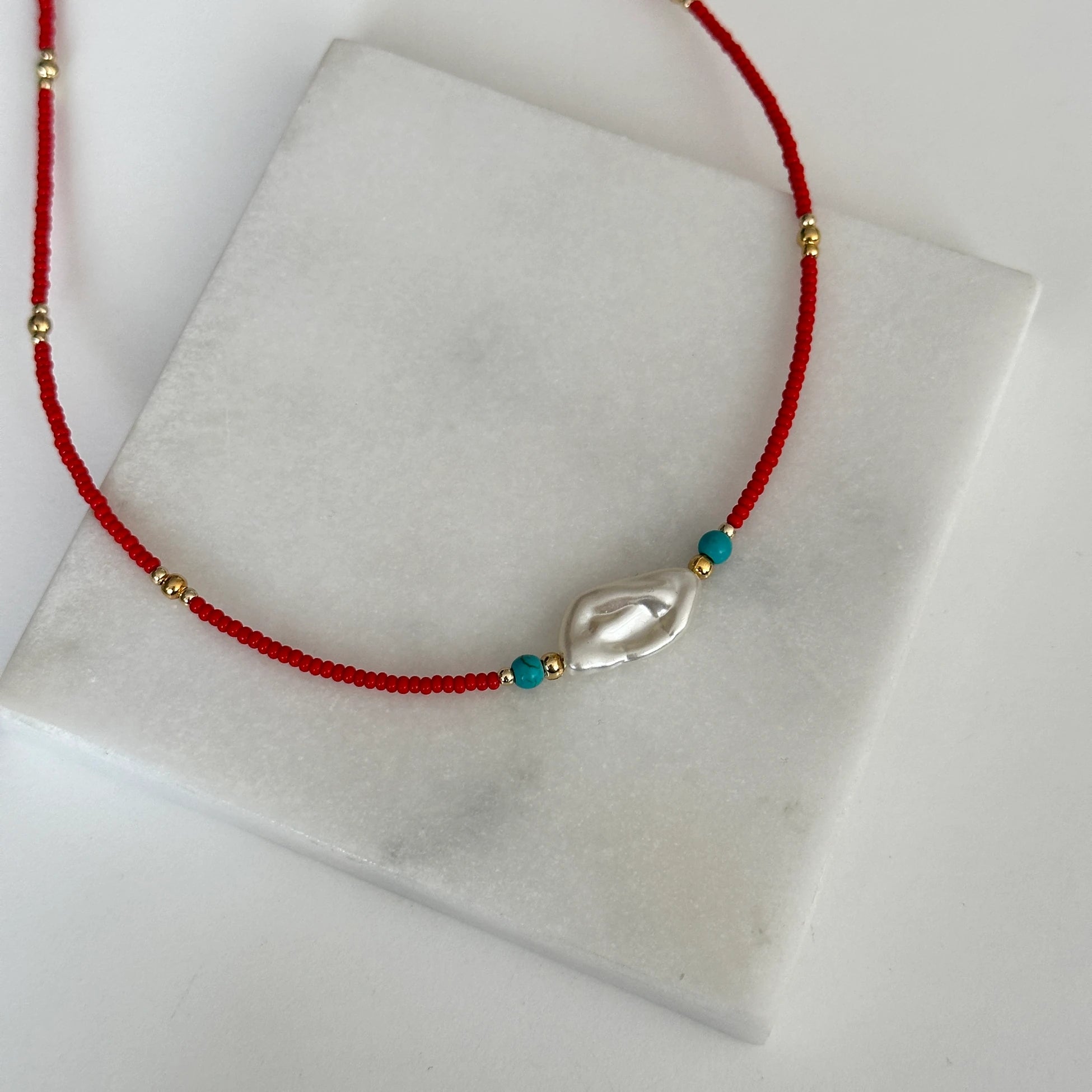 İnci Boncuk Minimal Taş Kadın Kolye