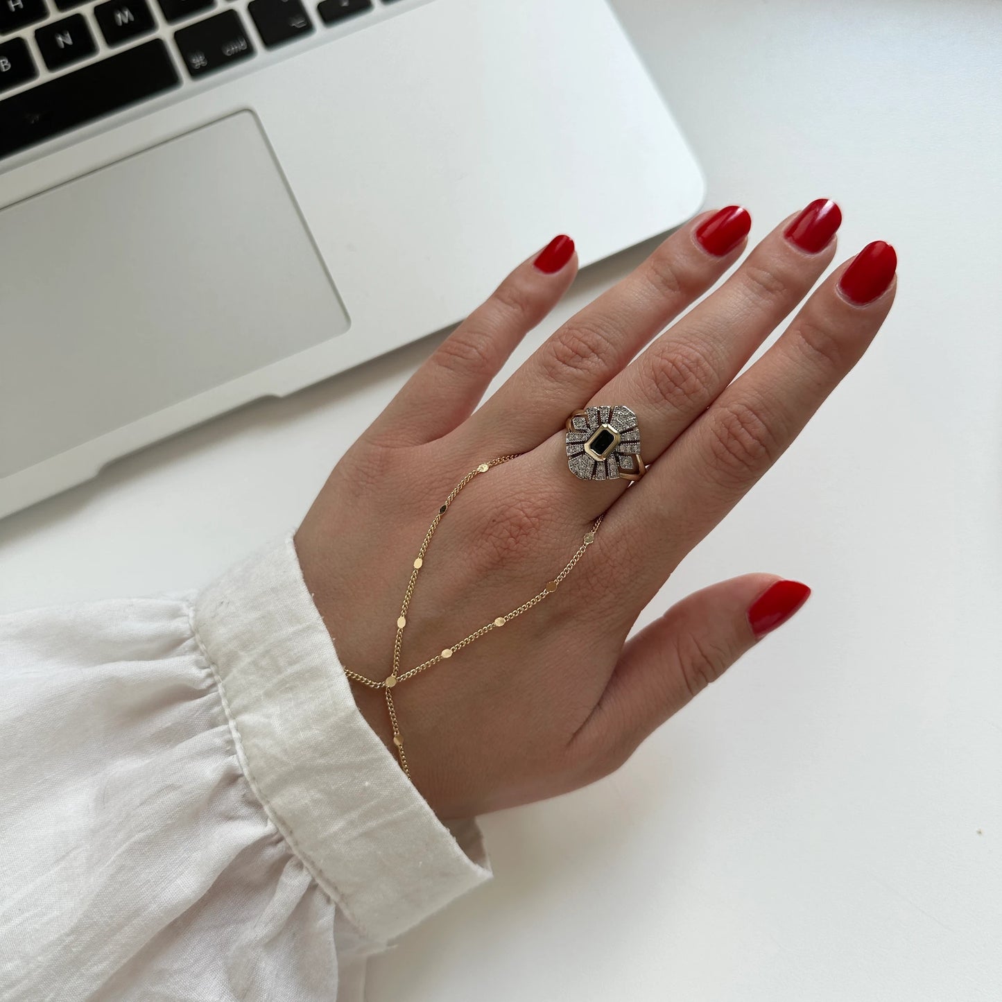 Siyah Taş Zirkon Kadın Yüzük