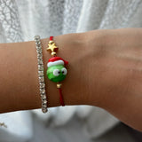Yılbaşı Grinç Murano Cam Boncuk Kişiye Özel Harf Kadın Şans Bilekliğ
