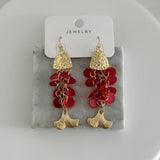 Bordo Pul Balık Kadın Küpe