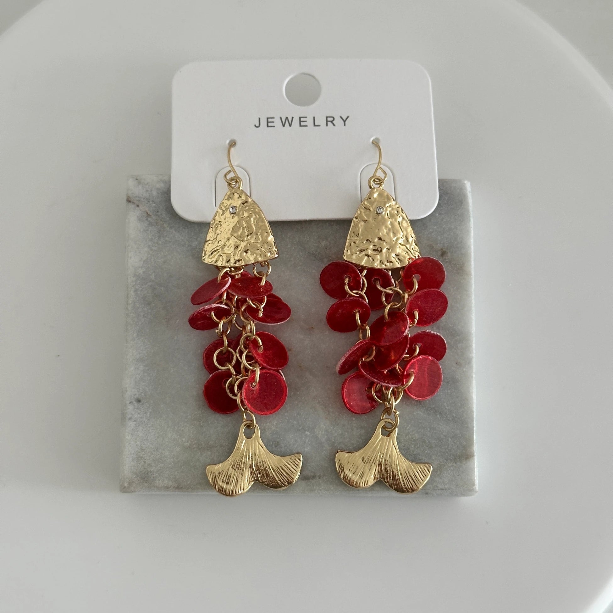 Bordo Pul Balık Kadın Küpe