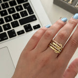 4'Lü Pembe Zirkon Taş Spinelli Kadın Yüzük