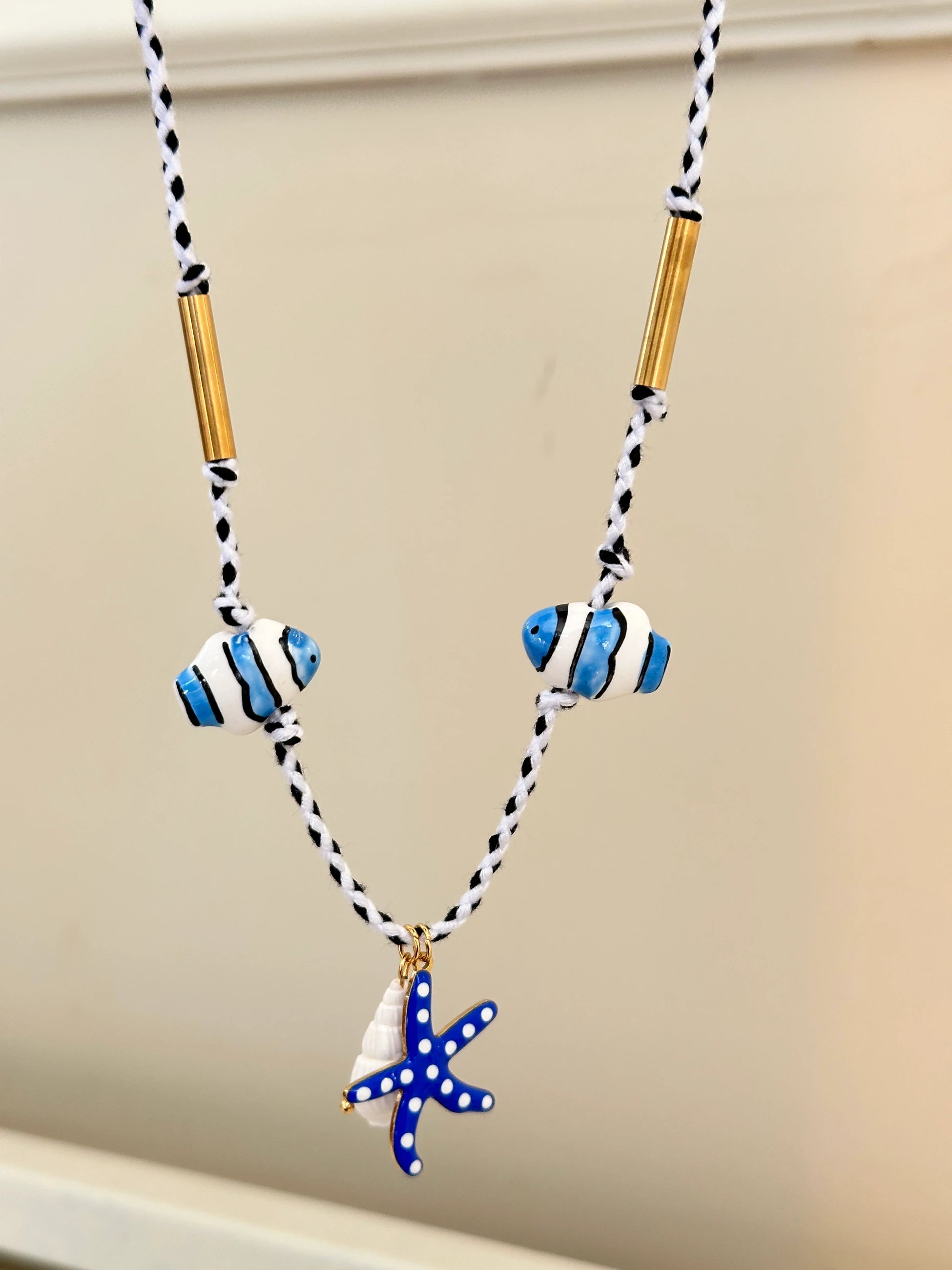 Deniz Yıldızı & Balık Seramik İp Kadın Kolye