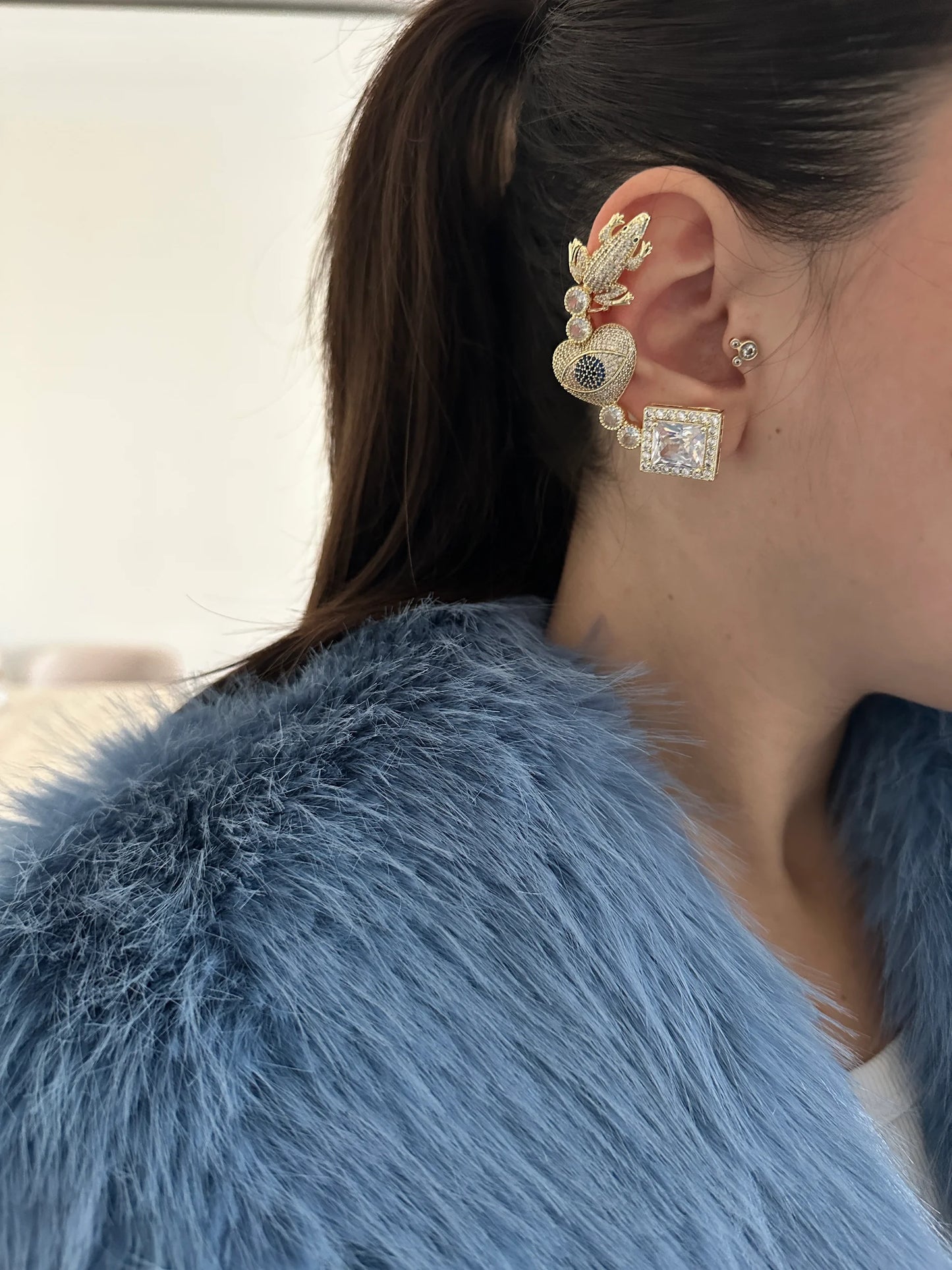 Baget Taş Tasarım Earcuff Kadın Küpe