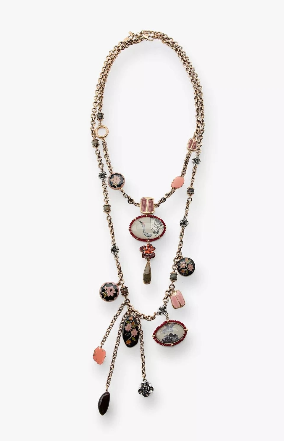 Tasarım Güllü İkili Kadın Kolye