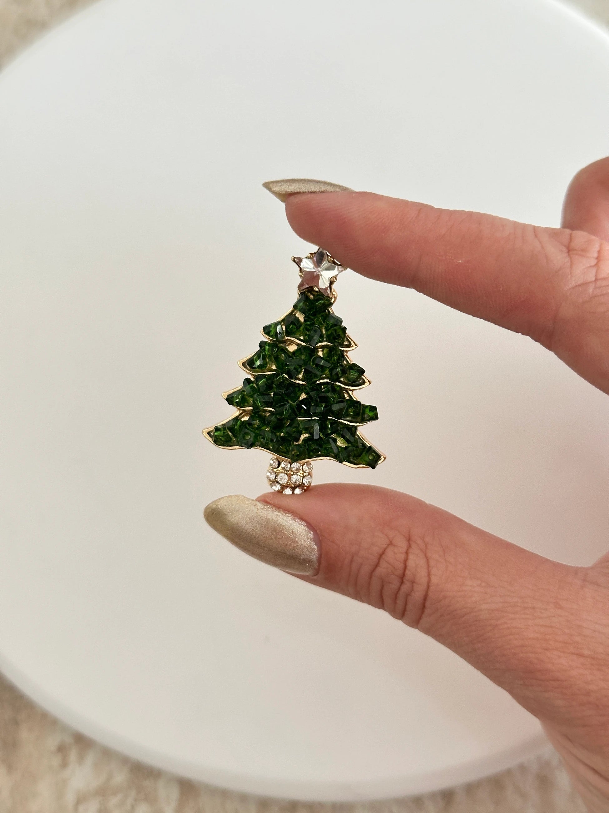 Taşlı Yılbaşı Ağacı Broş