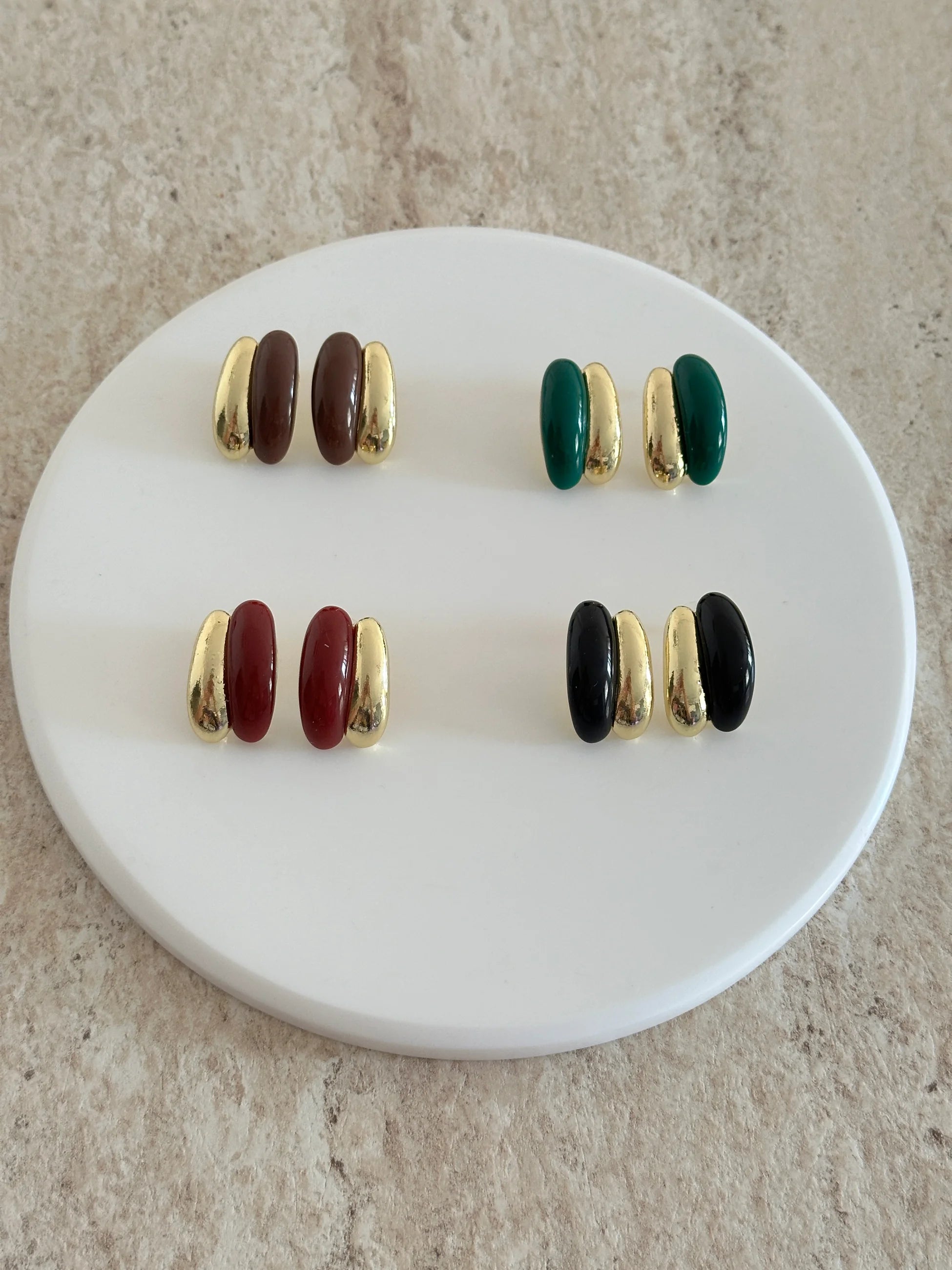 Gold & Renkli Taş Kadın Küpe