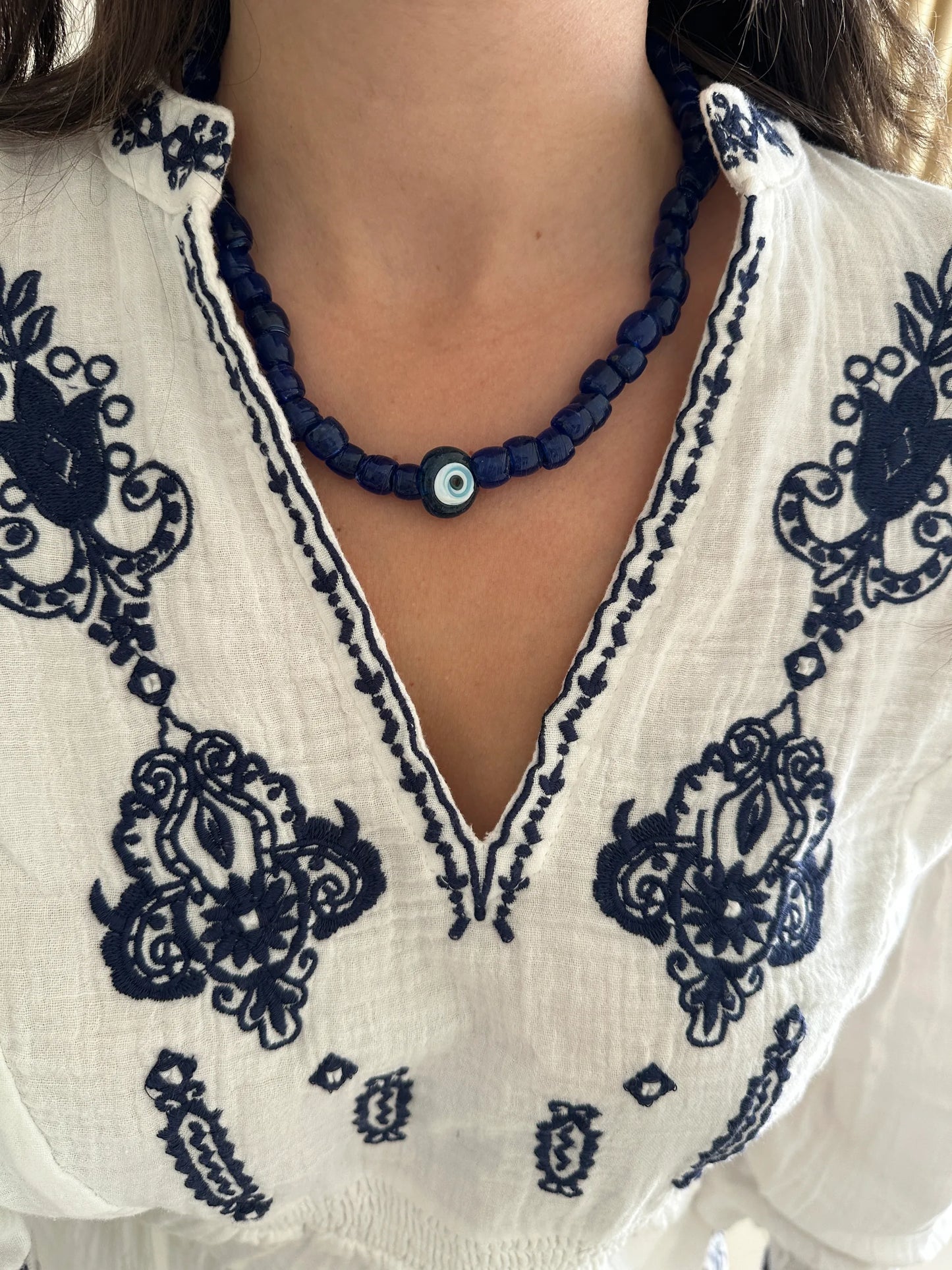 Koyu Mavi Nazar Bodrum Boncuk Kadın Kolye