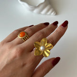 Turuncu Taş Çelik Yüzük