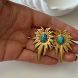 Turkuaz Taş Palmiye Çelik Küpe