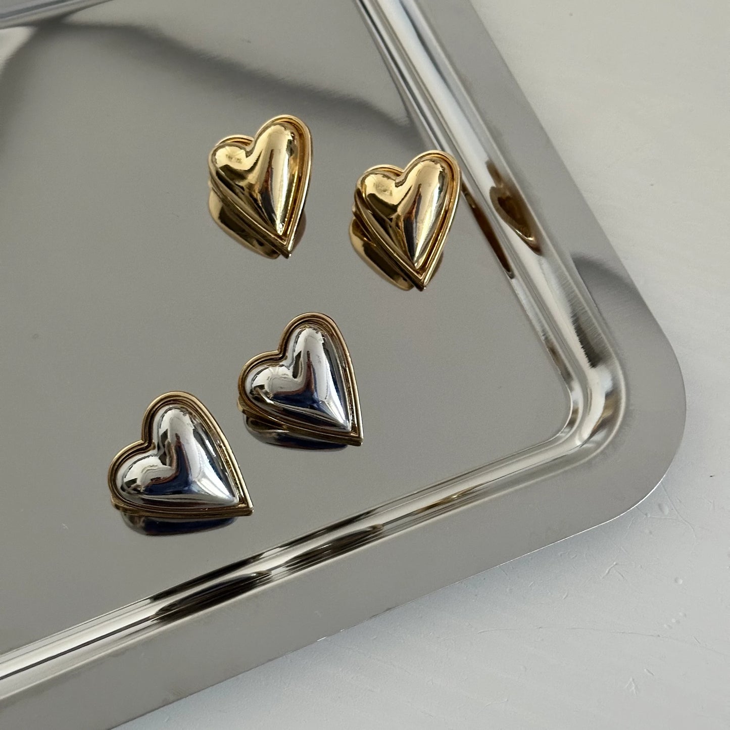 Metalik Bubble Kalp Küpe