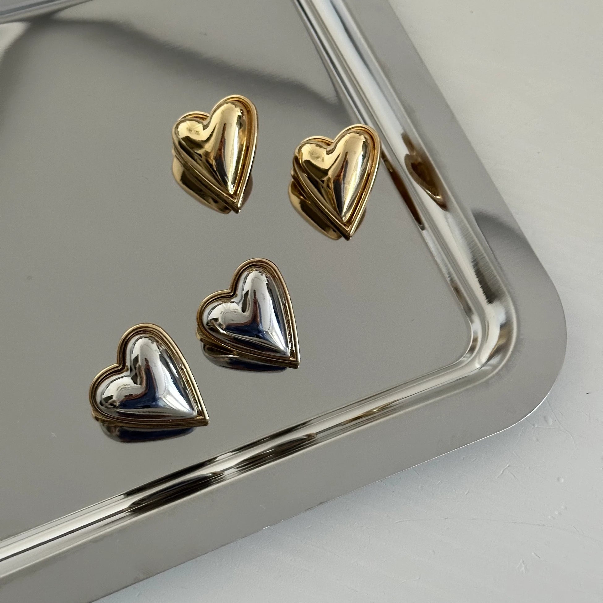 Metalik Bubble Kalp Küpe